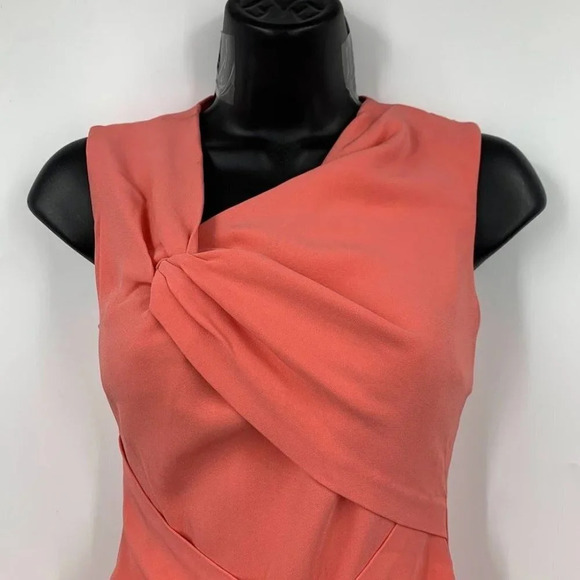 Reiss Women's Alex Ruched Twist Front Mid Length Sleeveless Bodycon Dress SZ 0 - Picture 3 of 14